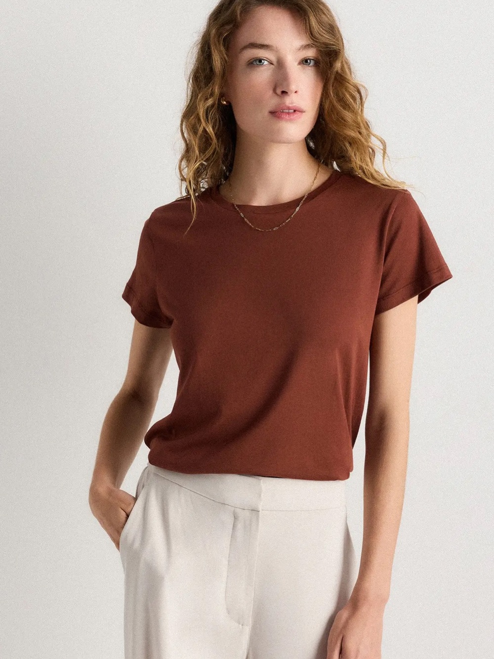 NWT Quince swing tee redwood brown small